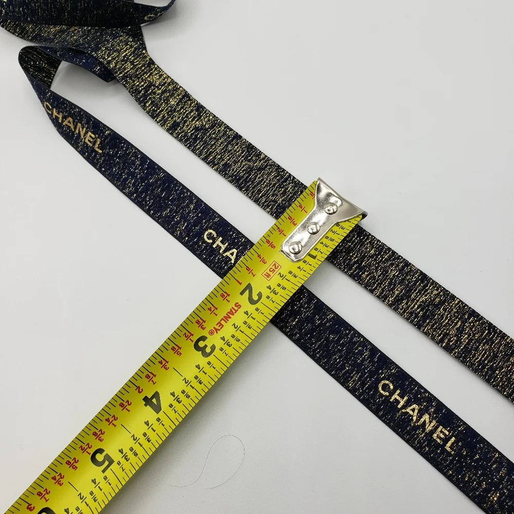 Chanel Navy Gold Holiday Ribbon 115 inches